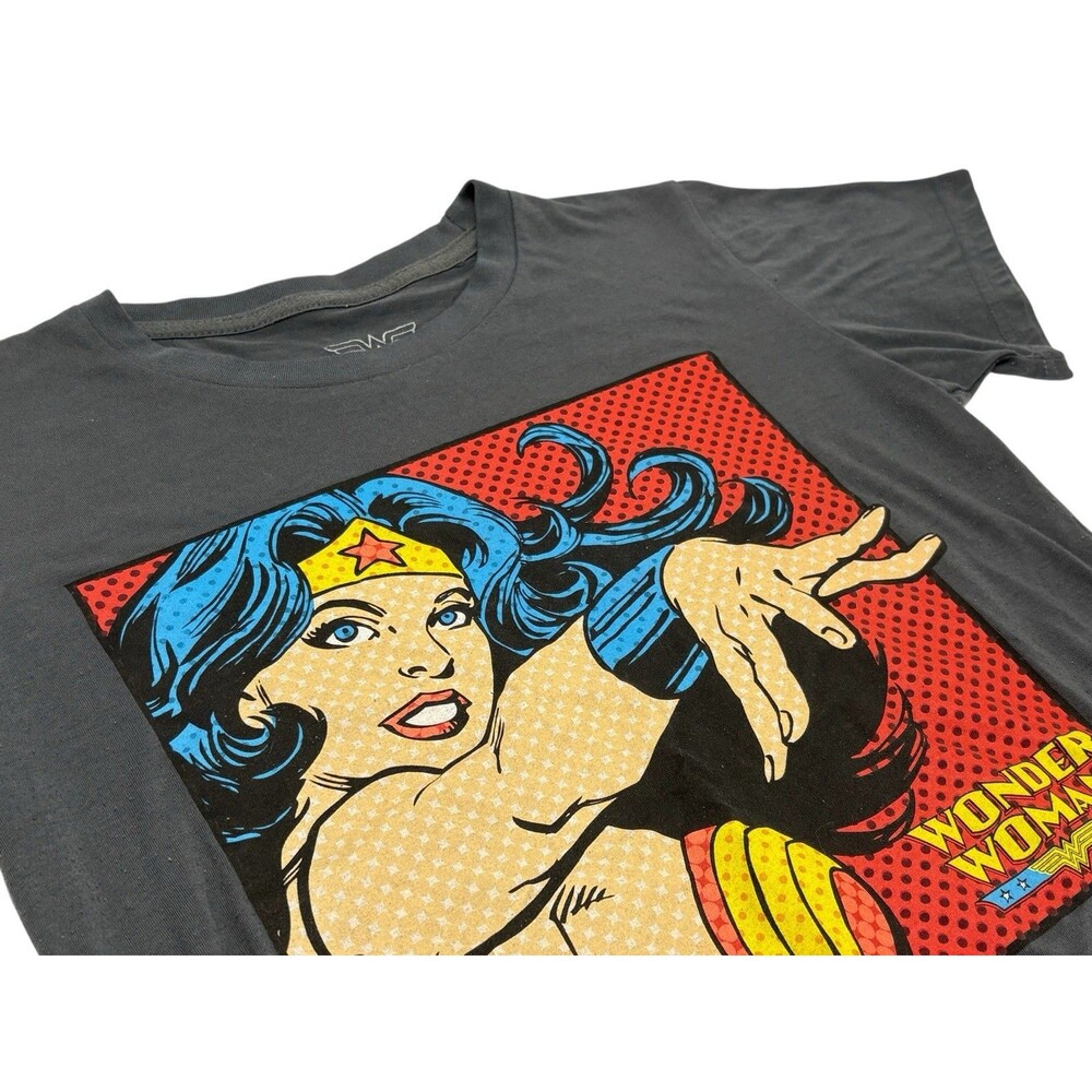 DC COMICS Wonder Woman Gray Girls T-Shirt Large Retro